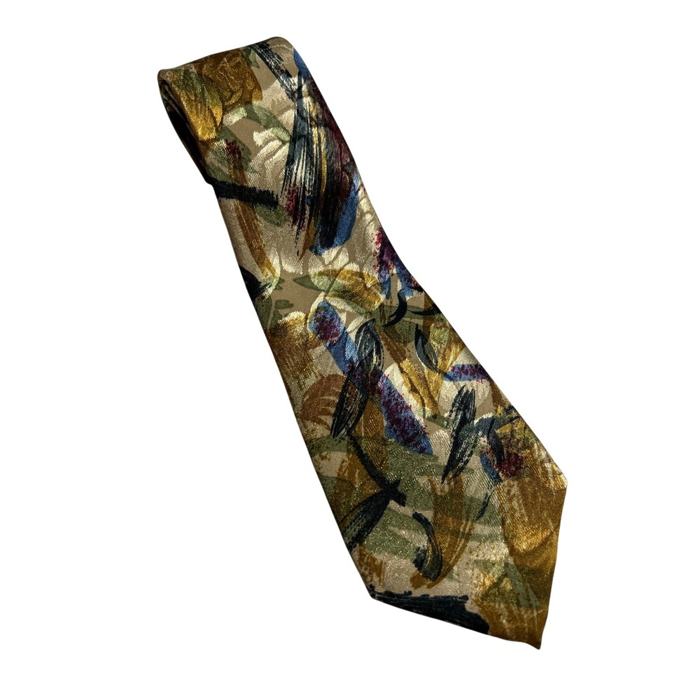 Vintage Pascal Tie Abstract Metallic Shiny Hand Made Wide Necktie E28‎